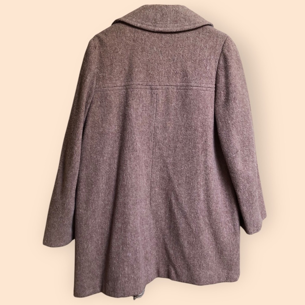 Vintage 60s Wool Pea Coat Mauve Pink Plaid Lining Pockets Retro Women’s M/L - Picture 9 of 14